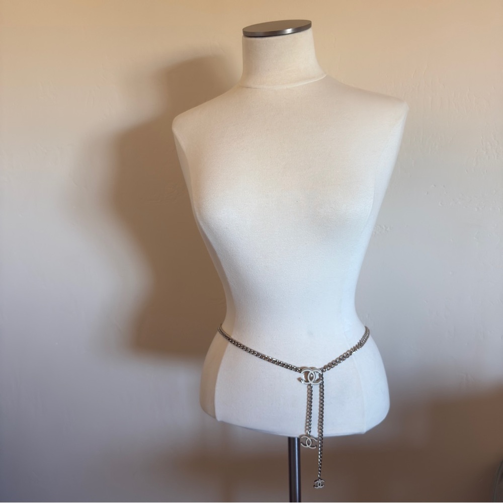 ❤️ Authentic Chanel Resin Lacquer White & Silver Chain Belt OR NECKLACE! CC Logo - Picture 2 of 10